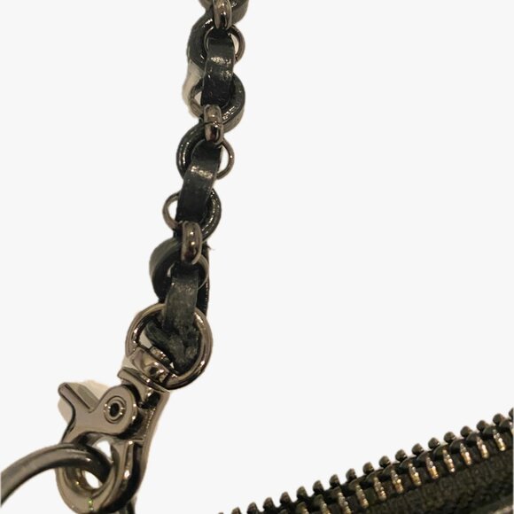 Elliott Lucca Crossbody Clutch Bag Python Embossed Leather Black Metallic Gray - Picture 5 of 11